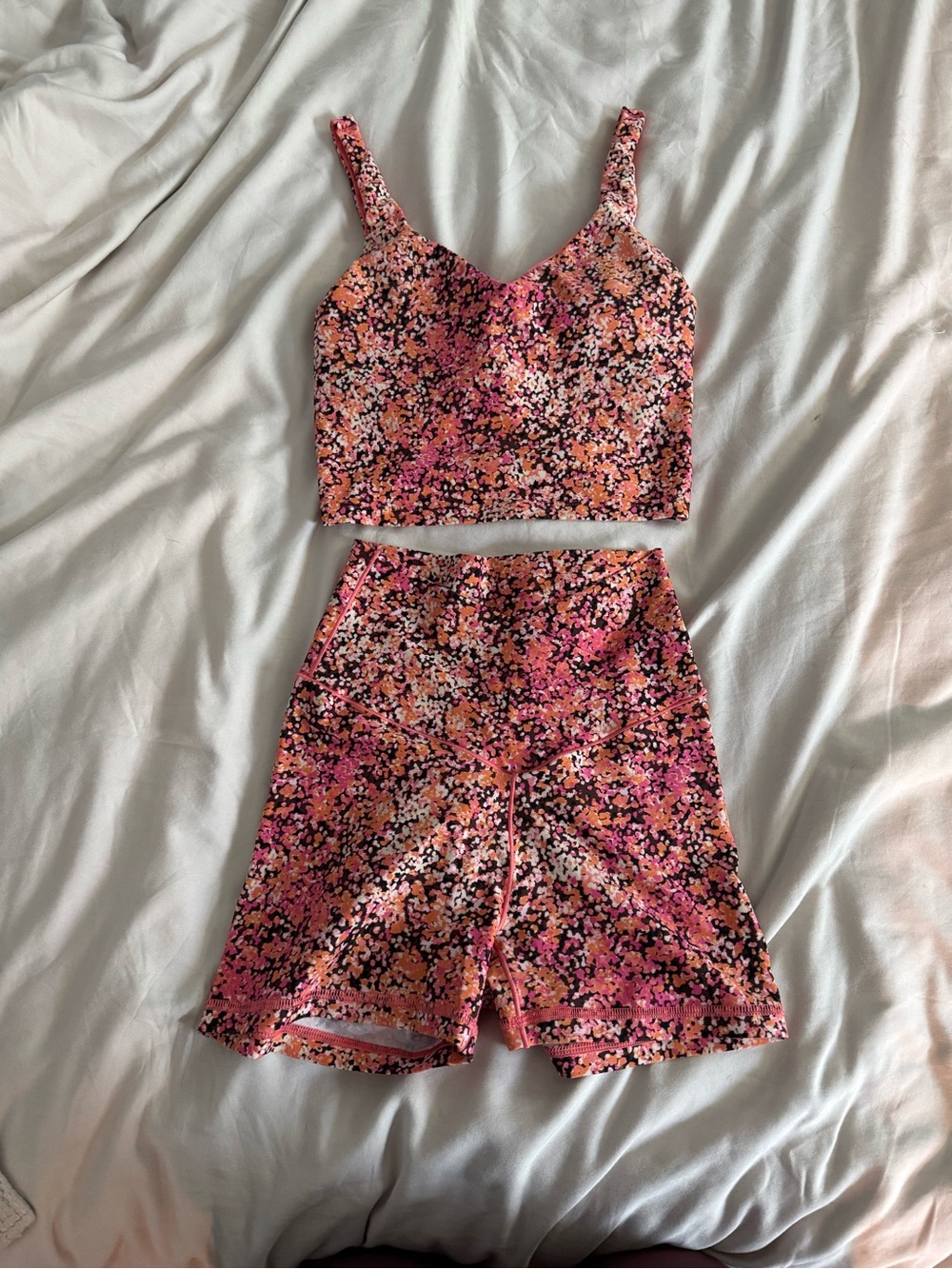 Women's Pink Floral Athletic Shorts Set